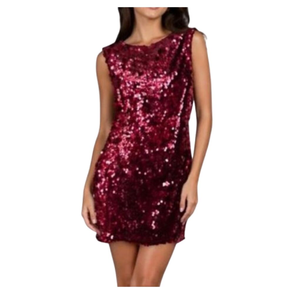 WAYF NWT Red Sequin Sleeveless Sparkly Party Cocktail Mini Dress Size XS